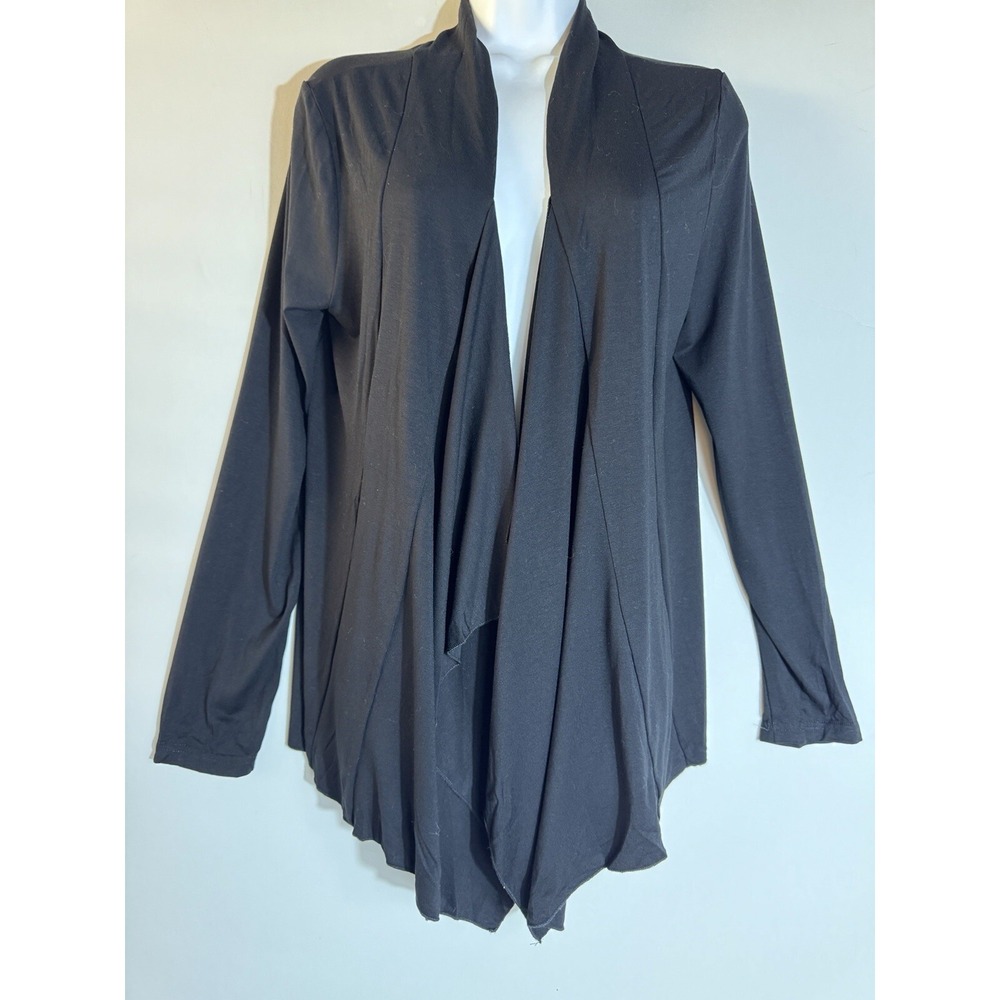 Urban CoCo Women's Drape Front Open Cardigan Irregular Hem Black Size L - Picture 2 of 7